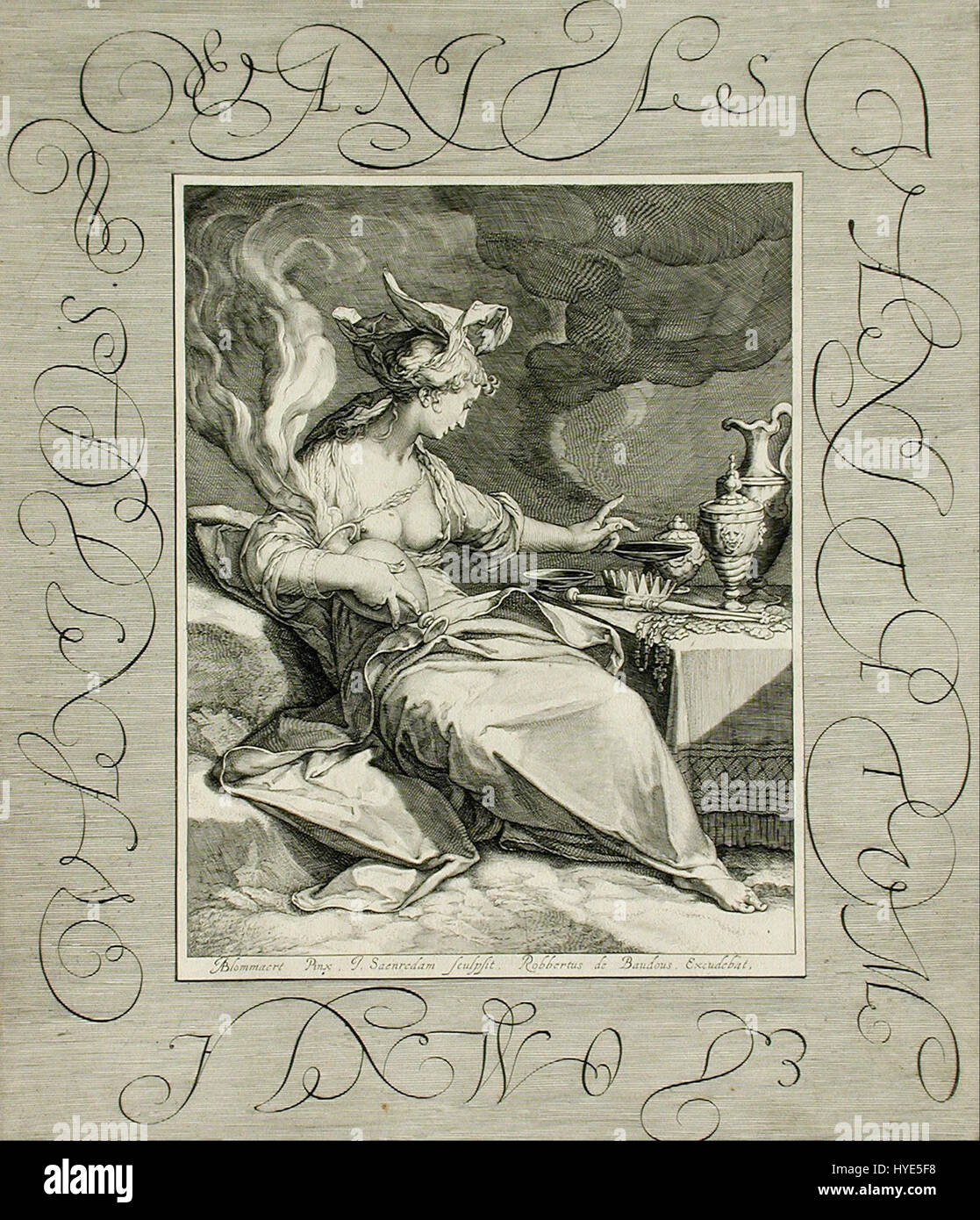 Vanitas, un'incisione di Jan Pietersz Saenredam, un artista olandese, circa il 1600. Foto Stock