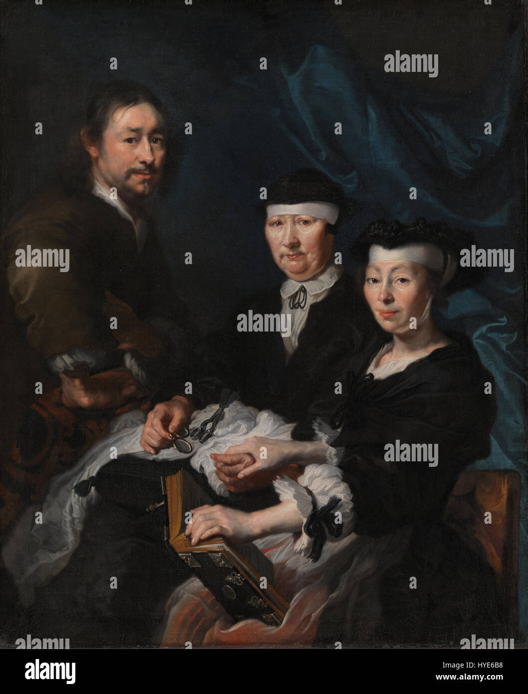 Karel van Mander III, un pittore olandese, con la sua famiglia, in un dipinto a olio su tela del XVII secolo. Foto Stock