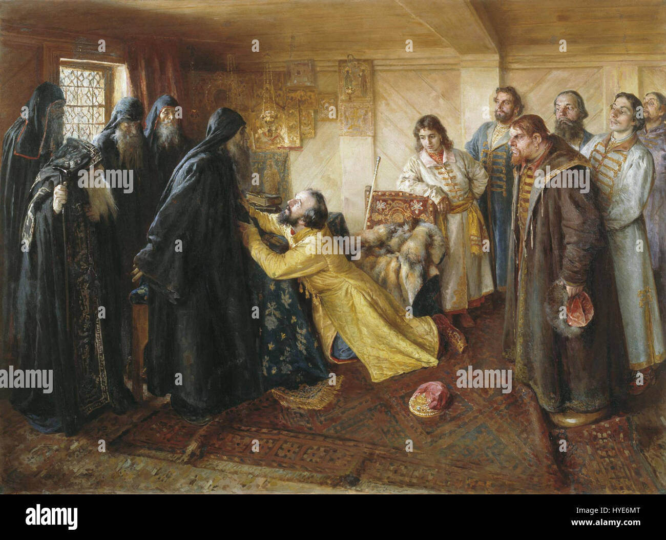 Questo lavoro di K.V. Lebedev, *Car Ivan IV GrozPrMI*, rappresenta Ivan IV di Russia, noto anche come Ivan il terribile. Probabilmente descrive il regno del sovrano e la sua associazione con il consolidamento del potere dello Stato russo. Foto Stock