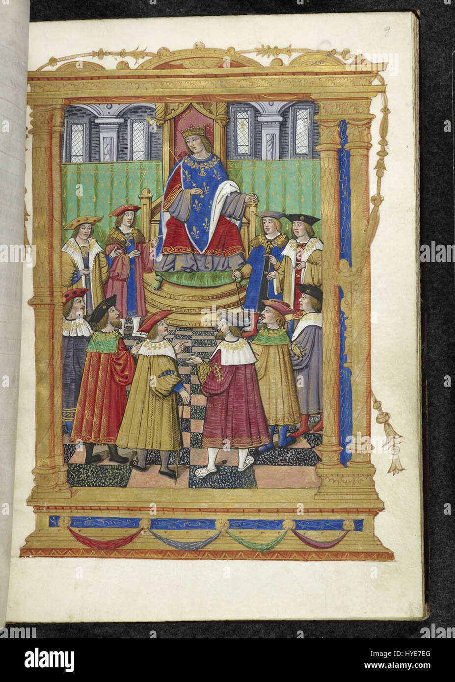 Gli Statuti dell'ordine di San Michele, come si vede nel manoscritto della British Library Harley 4485, delineano i privilegi e le responsabilità dei cavalieri di questo prestigioso ordine. Risalenti al periodo medievale, questi documenti sono cruciali per comprendere la struttura e l'influenza degli ordini cavallereschi nella storia europea. Foto Stock