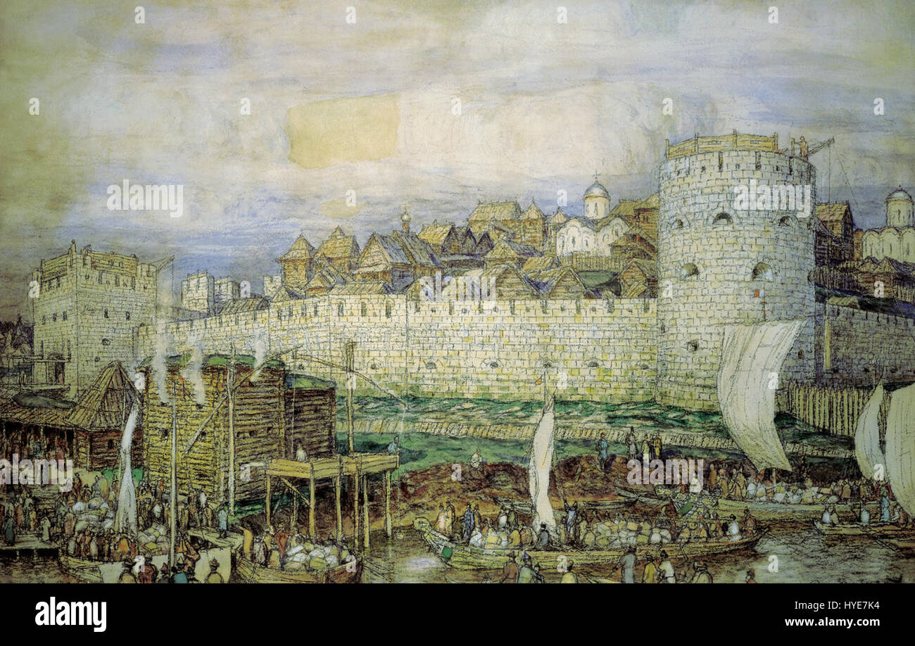 Durante il regno di Dmitrij Donskoy, il Cremlino di Mosca fu un simbolo chiave del potere e dell'influenza russa nel XIV secolo. La leadership di Donskoy fu fondamentale nella difesa di Mosca contro le invasioni mongole, e il ruolo del Cremlino crebbe significativamente. Foto Stock