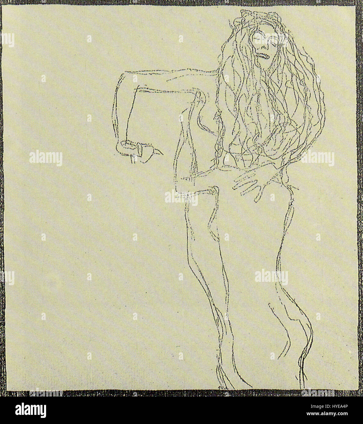 «Wasserschlangen Skizze» di Gustav Klimt è uno schizzo relativo alla sua famosa opera «Serpenti d’acqua» Lo schizzo riflette la sua esplorazione della forma femminile e l'uso simbolico dell'acqua, un tema centrale nello stile di Klimt. Foto Stock