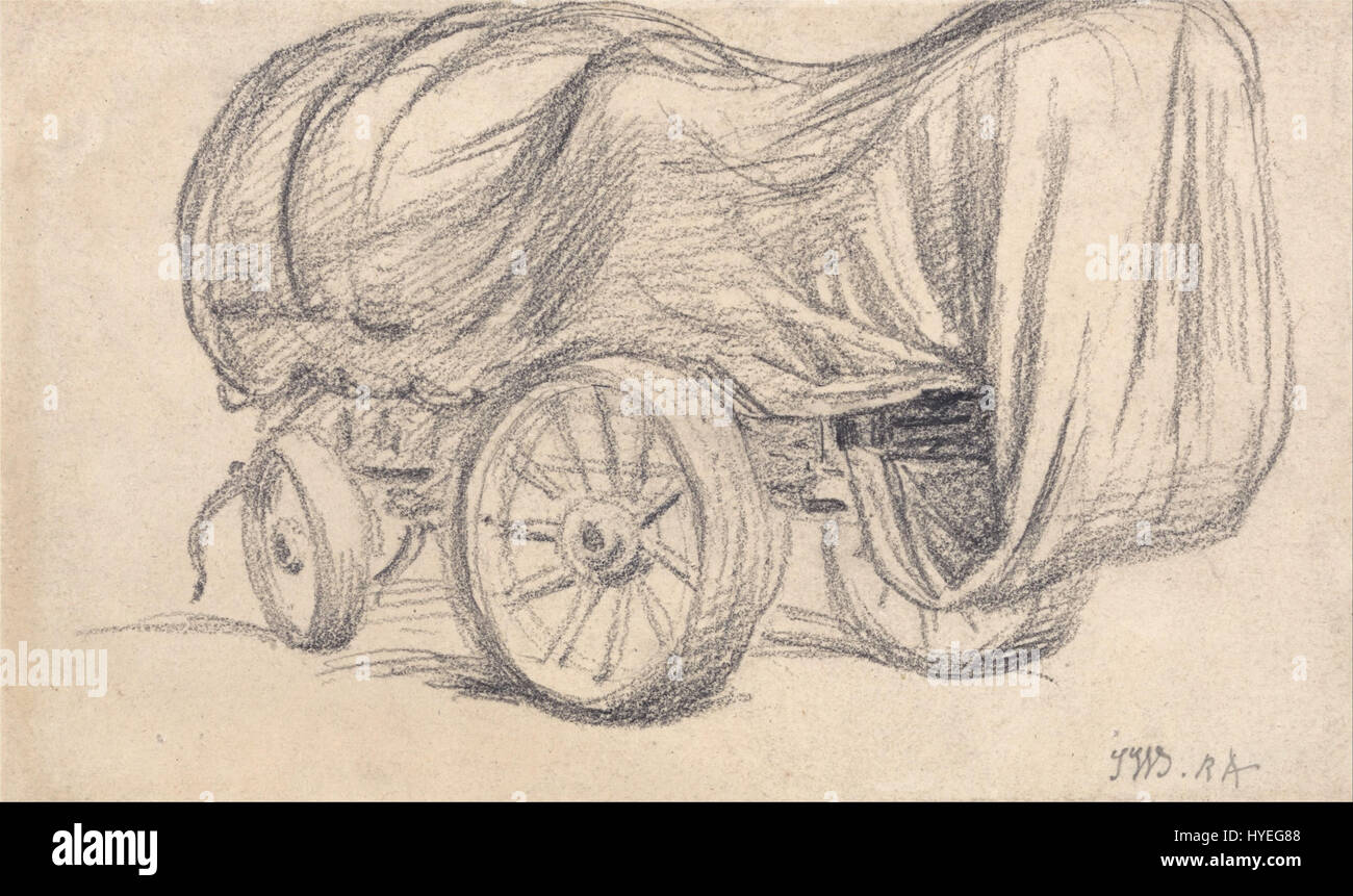 "A Broad Wheeled Road Waggon" di James Ward ritrae il realismo del trasporto rurale durante il XIX secolo, mostrando il design e l'uso di carri tradizionali in ambienti rurali. Foto Stock