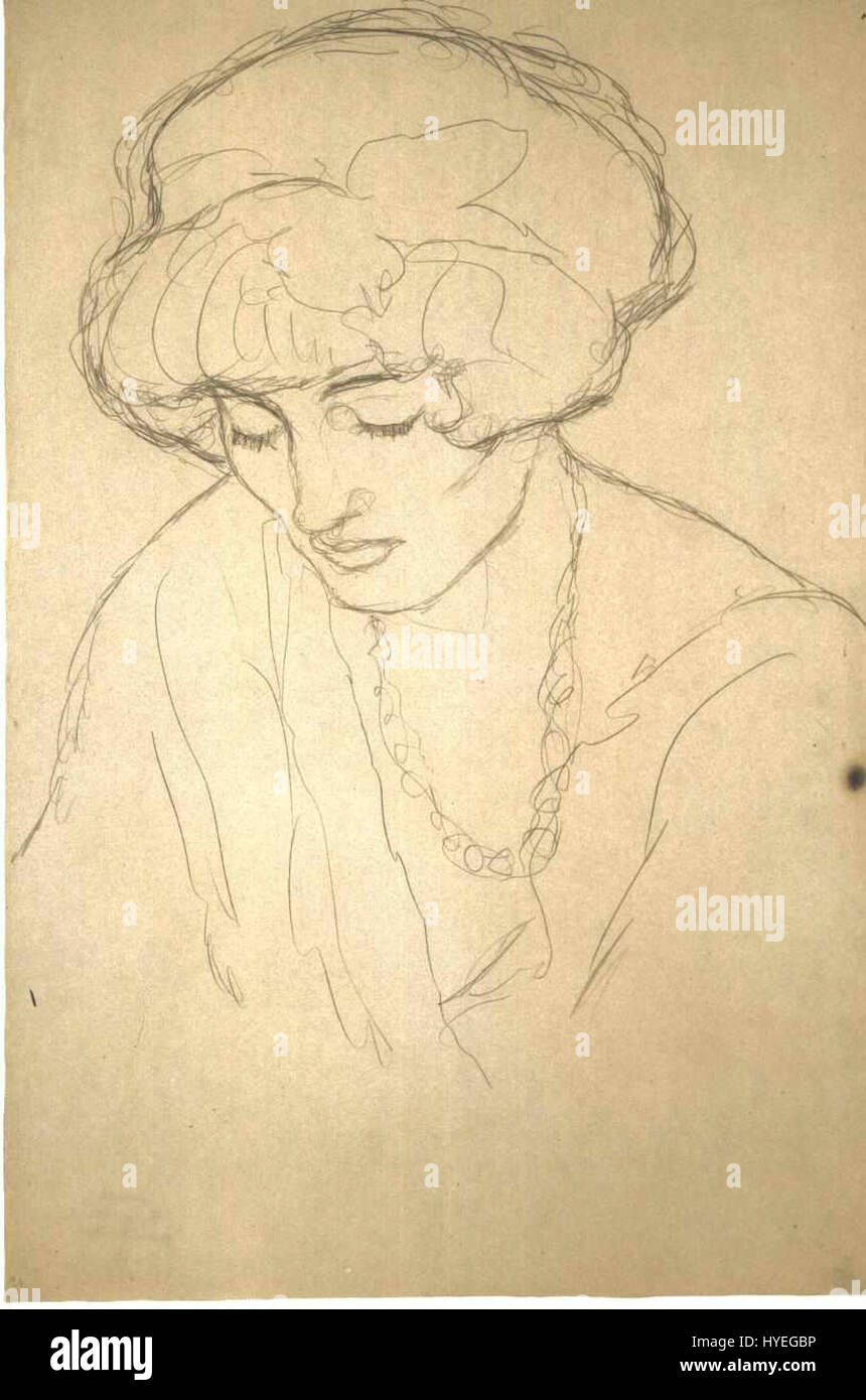 Klimt Brustbild mit gesenktem Blick nach links Foto Stock