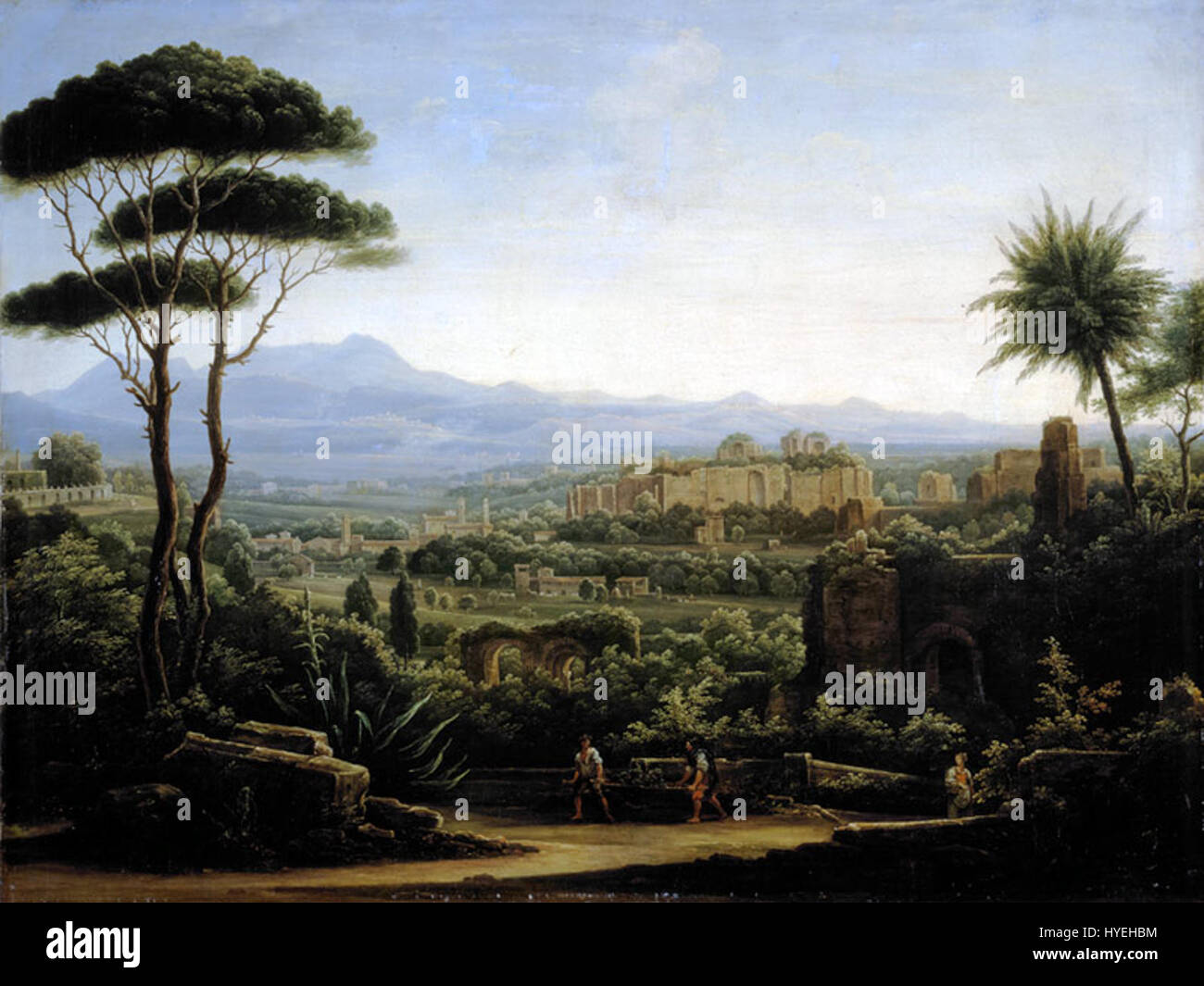 "Tivoli" di Matveyev è un dipinto che cattura i famosi Giardini di Tivoli a Roma. Conosciuta per i suoi paesaggi lussureggianti e l'intricata architettura, l'opera d'arte enfatizza la bellezza e la tranquillità di questo sito storico. Foto Stock