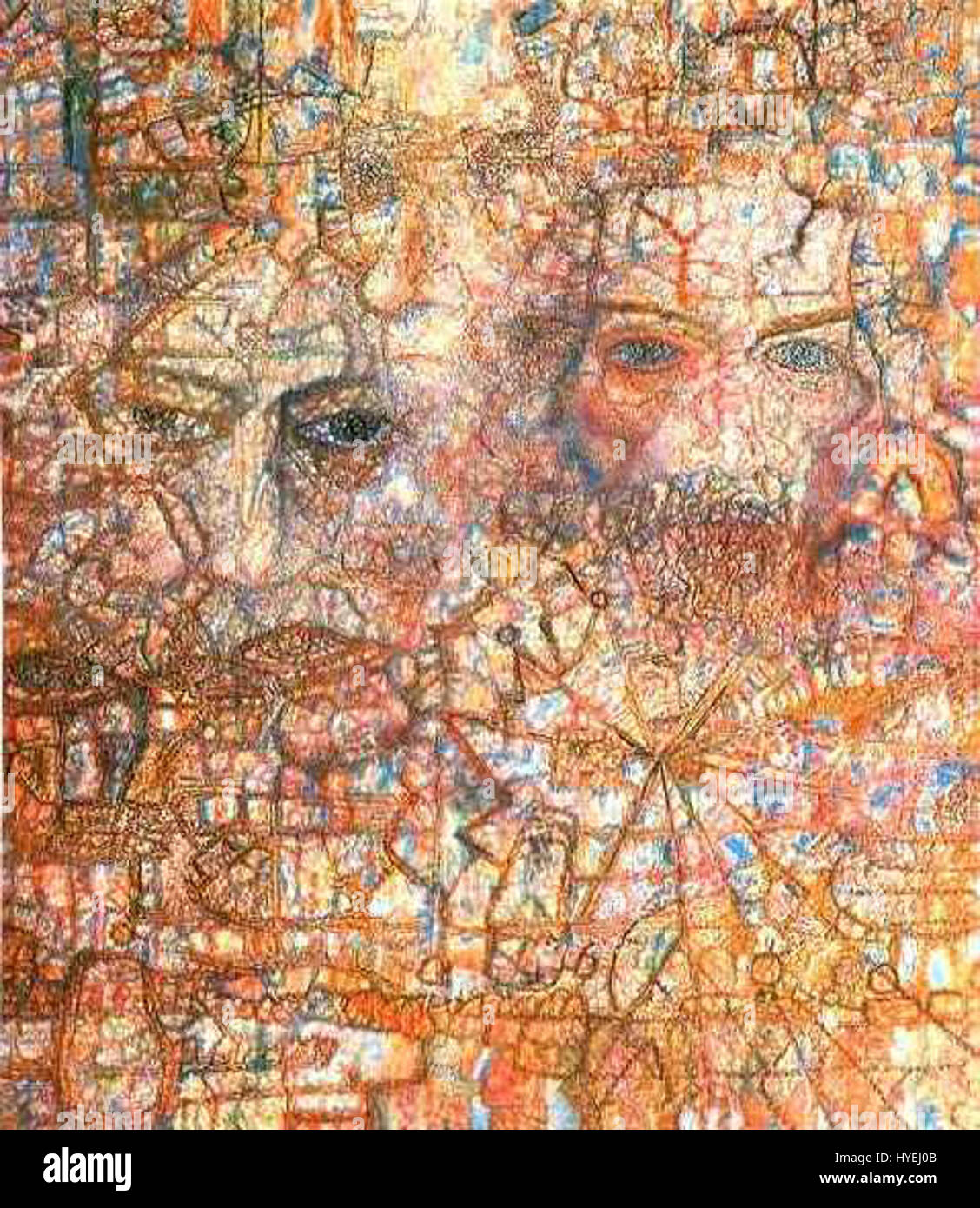 *Faces* di Pavel Filonov è un dipinto espressionista che si concentra su ritratti facciali distorti e intensi. Il lavoro esplora l'emozione umana e la profondità psicologica attraverso le sue forme complesse e i colori vivaci. Foto Stock