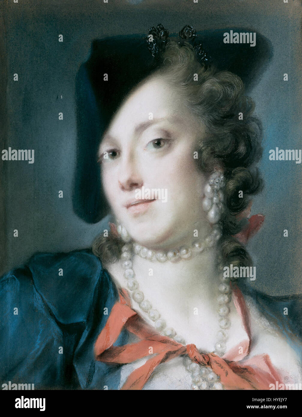 Una dama veneziana della casa di Barbarigo, un ritratto di Caterina Sagredo Barbarigo, dipinto da Rosalba Carriera, un'artista veneziana, tra il 1735 e il 1740. Foto Stock