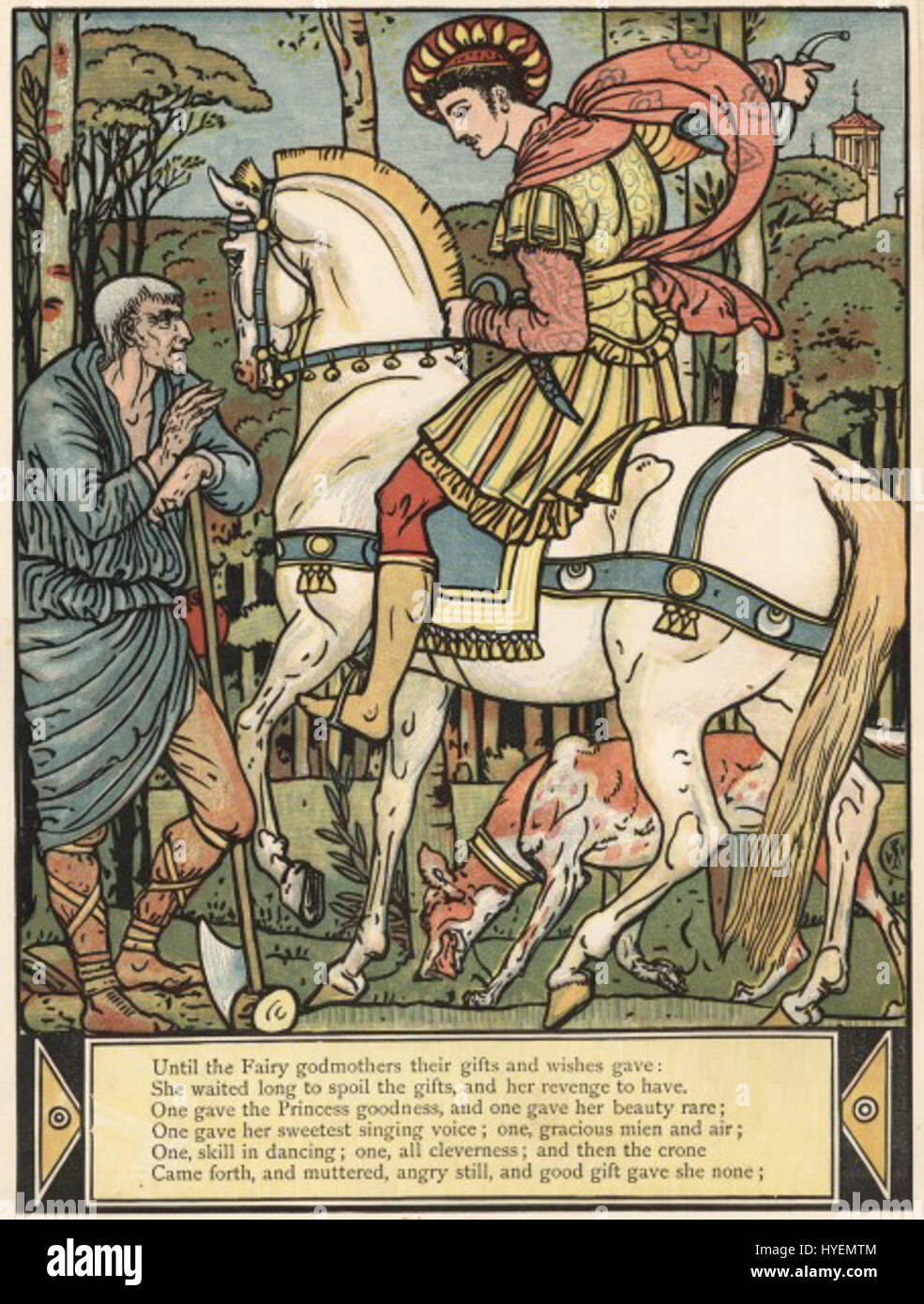 Walter Crane è stato un artista inglese e illustratore di libri, noto soprattutto per il suo lavoro nella letteratura per l'infanzia e il suo contributo al movimento Arts and Crafts. Le sue illustrazioni spesso presentavano disegni intricati e colori vivaci. Foto Stock