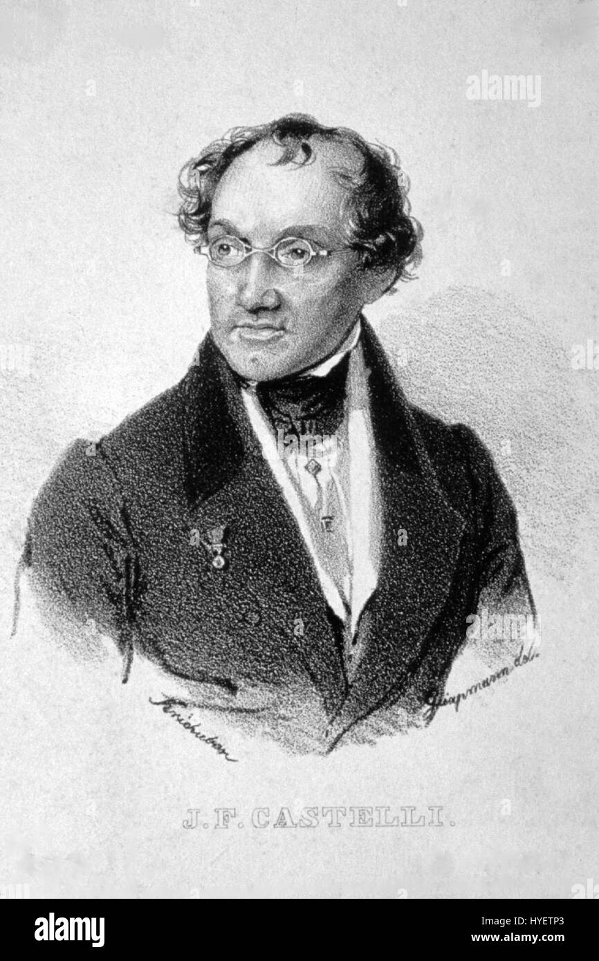 Una litografia di I.F. Castelli, che mostra l'approccio distintivo dell'artista alla stampa. Litografie come questa evidenziano la padronanza del mezzo e la sua esplorazione della forma e della consistenza di Castelli. Foto Stock