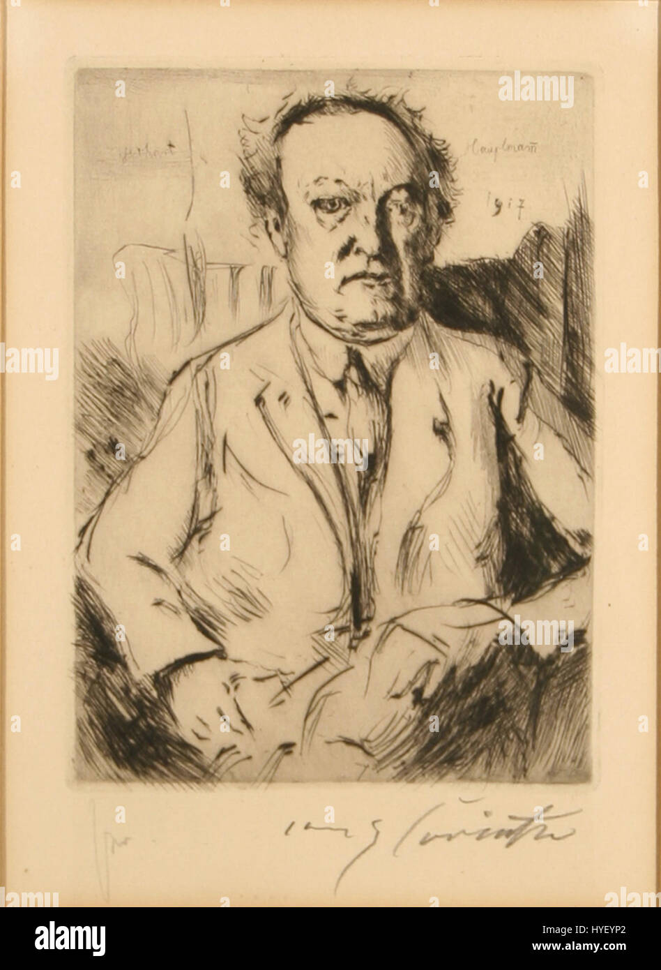 Questo dipinto del 1917 di Lovis Corinth raffigura il drammaturgo tedesco Gerhart Hauptmann, offrendo una rappresentazione visiva della nota figura letteraria durante la prima guerra mondiale Foto Stock