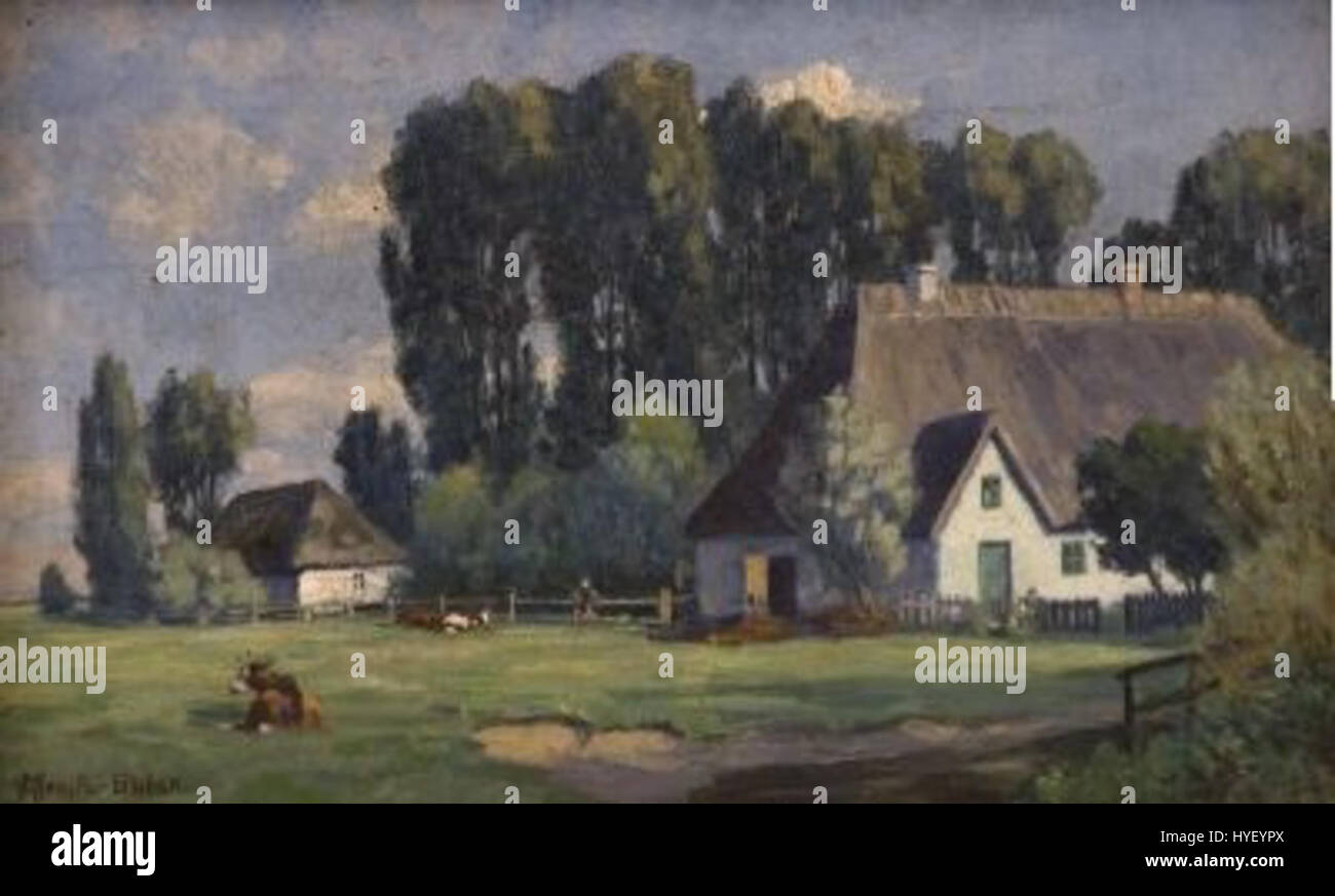 "Friesenhaus auf Sylt" di Marie Elisabeth Moritz mostra una tradizionale casa friesen a Sylt, Germania. Il dipinto mette in evidenza le caratteristiche architettoniche uniche della regione, conosciuta per le sue case con tetto di paglia e il paesaggio costiero, comuni nelle isole frisone. Foto Stock "Friesenhaus auf Sylt" di Marie Elisabeth Moritz mostra una tradizionale casa friesen a Sylt, Germania. Il dipinto mette in evidenza le caratteristiche architettoniche uniche della regione, conosciuta per le sue case con tetto di paglia e il paesaggio costiero, comuni nelle isole frisone. Foto Stock