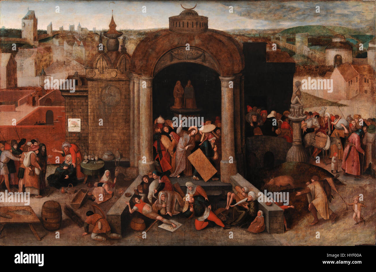 Pieter Bruegel il Vecchio Cristo guida i commercianti dal tempio Google Art Project Foto Stock