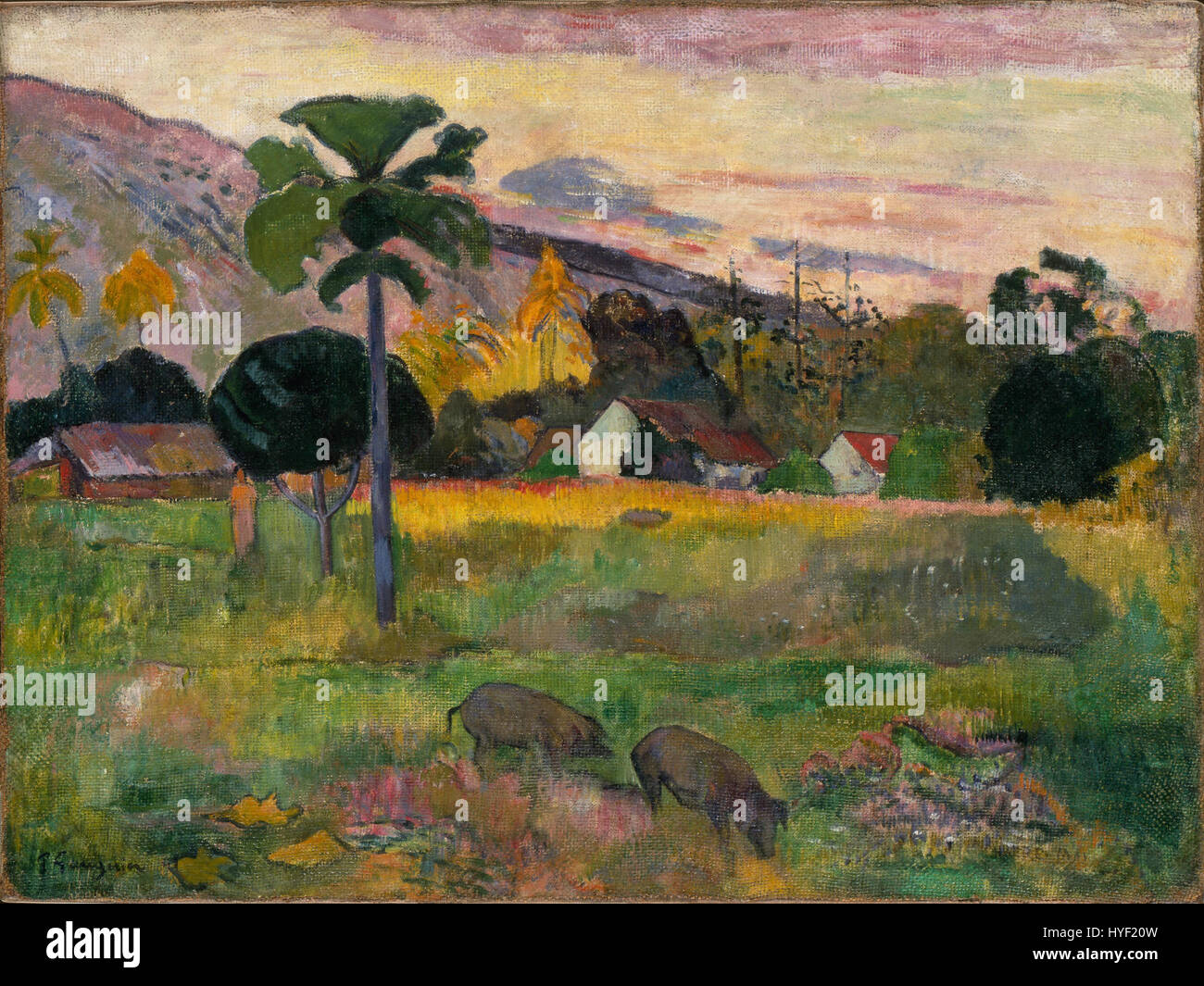 'Haere mai' di Paul Gauguin è un pezzo dei suoi ultimi anni a Tahiti. L'opera presenta colori audaci e forme semplificate, riflettendo il passaggio di Gauguin verso il post-impressionismo e il suo fascino per la cultura e la spiritualità tahitiane. Foto Stock