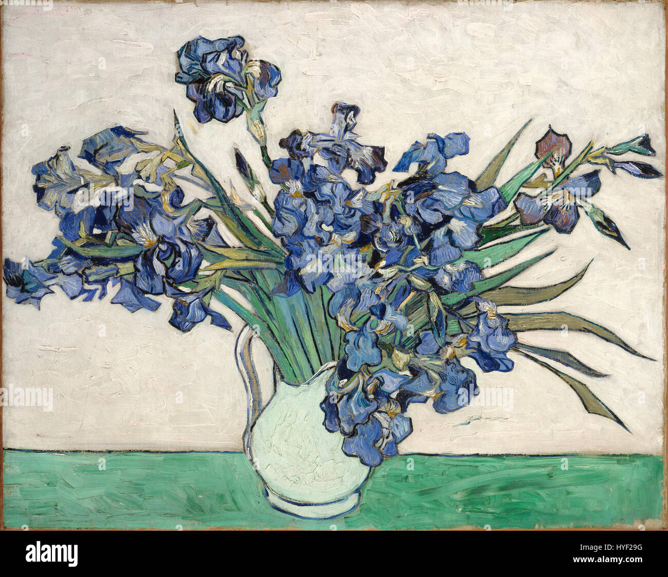 "Iris" è un famoso dipinto di Vincent van Gogh, creato nel 1890. Presenta una vivace esposizione di Iris, che mostra il caratteristico stile di pennellata di van Gogh e la sua padronanza dei colori. Il dipinto è noto per la sua composizione dinamica, che fonde le vivaci sfumature dei fiori con il verde tenue dello sfondo, evidenziando il legame emotivo di van Gogh con la natura. Foto Stock