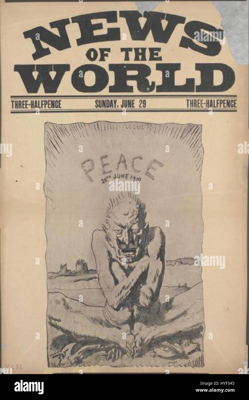 Questa caricatura del 1919 di William Orpen raffigura Guglielmo II, l'ex imperatore tedesco, in uno stile satirico. L'immagine affronta umoristicamente il suo ruolo nella prima guerra mondiale e la sua abdicazione, riflettendo il clima politico dell'Europa del dopoguerra. Foto Stock