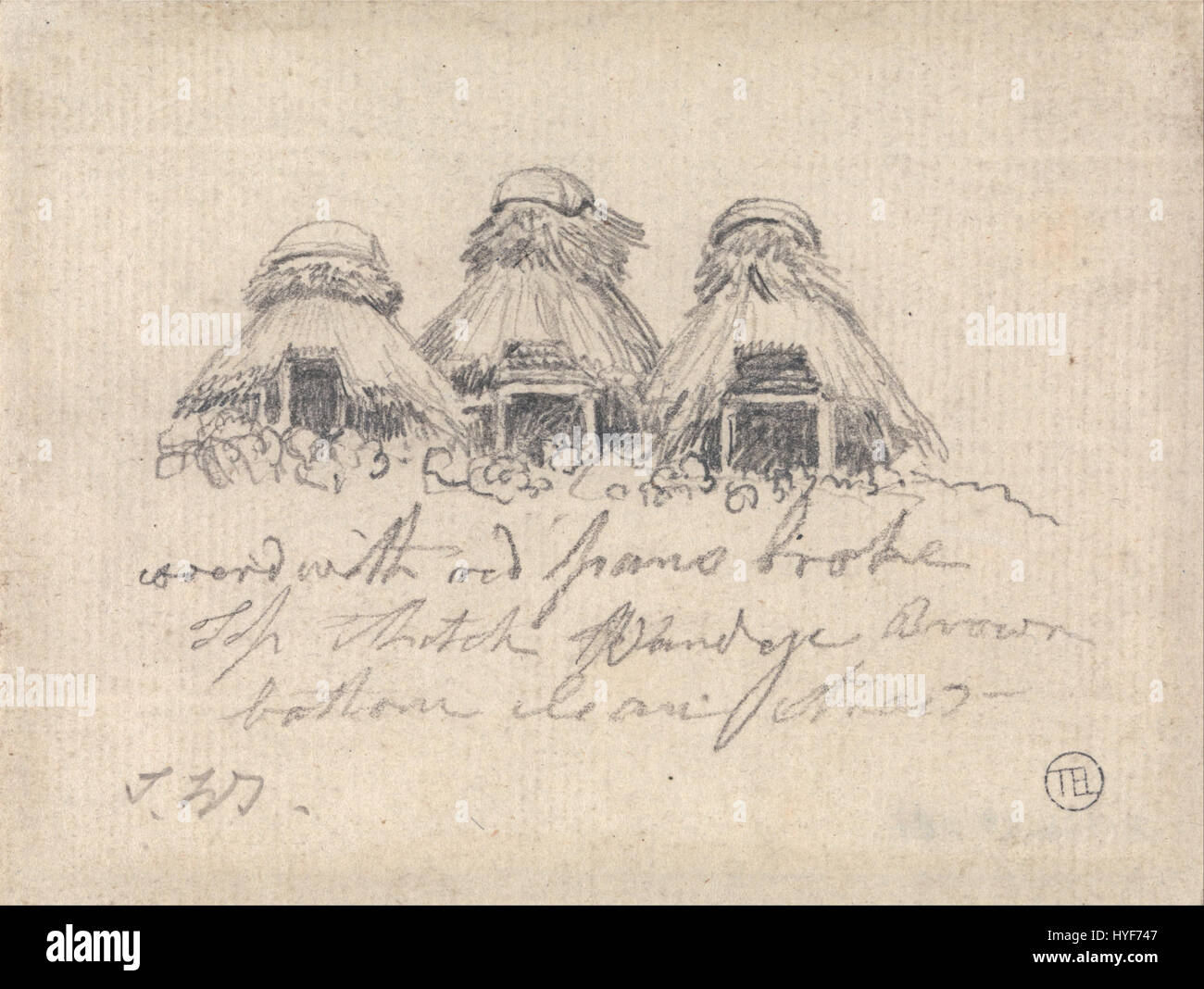 "Thatched Huts" di James Ward è un dipinto di genere che raffigura la vita rurale. Le opere d'arte si concentrano sulla semplicità delle abitazioni di campagna con tetti di paglia, che mostrano la natura tranquilla e umile della vita dei villaggi in Inghilterra durante il XIX secolo. Foto Stock "Thatched Huts" di James Ward è un dipinto di genere che raffigura la vita rurale. Le opere d'arte si concentrano sulla semplicità delle abitazioni di campagna con tetti di paglia, che mostrano la natura tranquilla e umile della vita dei villaggi in Inghilterra durante il XIX secolo. Foto Stock