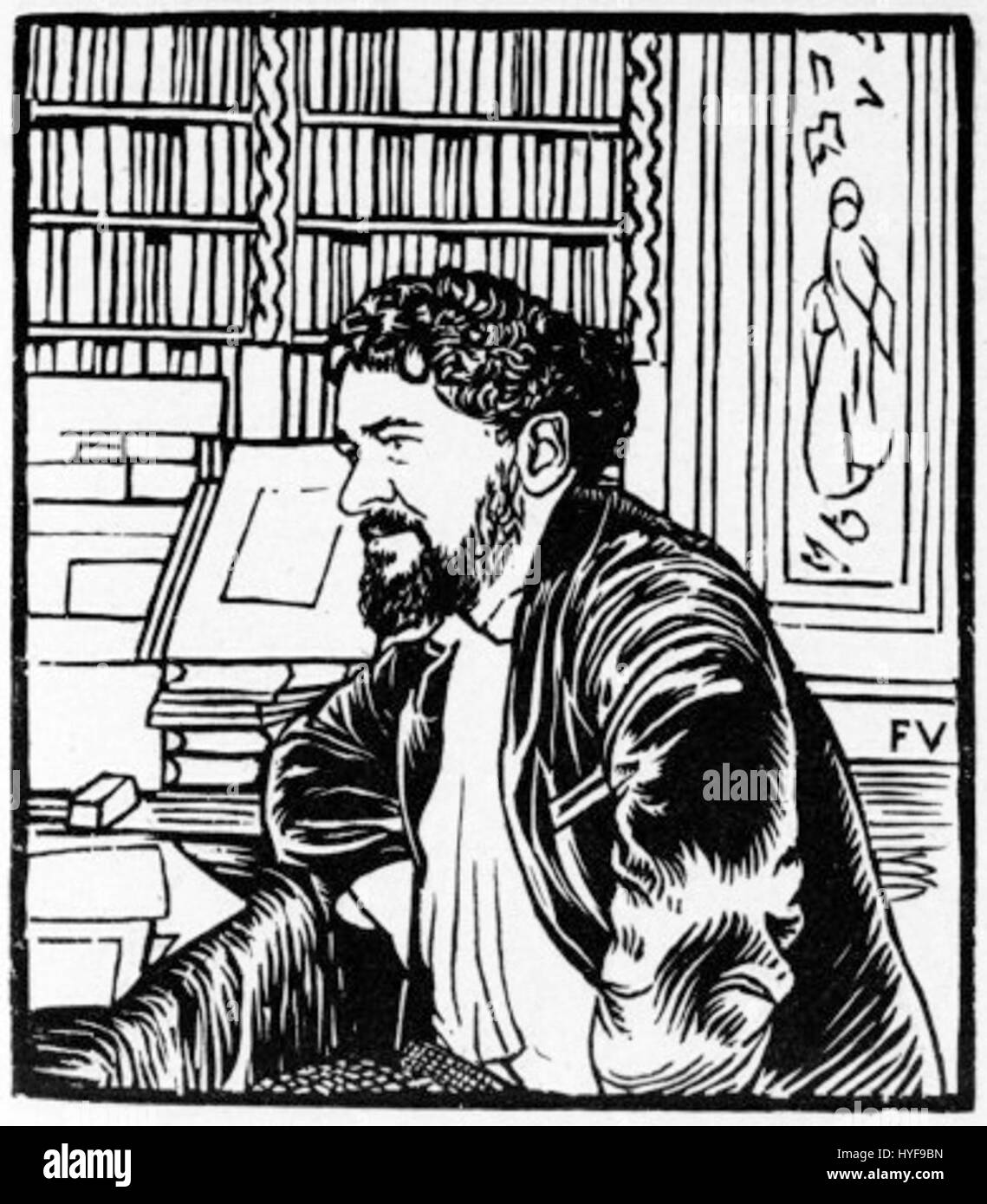 Octave Uzanne di Félix Vallotton è un ritratto dello scrittore e bibliofilo francese Octave Uzanne. L'uso caratteristico di Vallotton di linee audaci e toni tenui riflette la natura intellettuale e raffinata di Uzanne, sottolineando la sua presenza dignitosa. Foto Stock