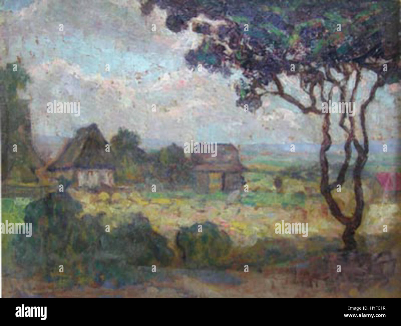 «Peisaj cu case» di Leon Viorescu è un dipinto rumeno che raffigura un paesaggio rurale con case. L'opera riflette la semplicità e il fascino della vita dei villaggi in Romania all'inizio del XX secolo. Foto Stock «Peisaj cu case» di Leon Viorescu è un dipinto rumeno che raffigura un paesaggio rurale con case. L'opera riflette la semplicità e il fascino della vita dei villaggi in Romania all'inizio del XX secolo. Foto Stock