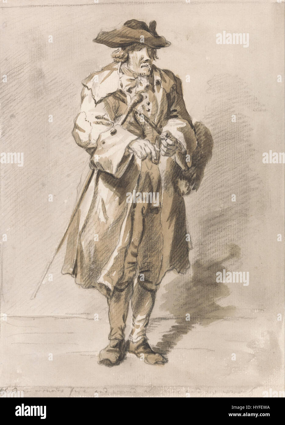 Il pezzo di Paul Sandby «London Cries All Fire and No Smoke» è un esempio di arte britannica del XVIII secolo. Il dipinto raffigura Londra durante un periodo di cambiamento sociale ed economico, catturando l'essenza della vivacità e delle lotte della città. Il lavoro di Sandby spesso rifletteva la vita urbana di Londra, e questo pezzo è una riflessione critica sui contrasti della vita cittadina e sui tumulti dell'epoca. Foto Stock