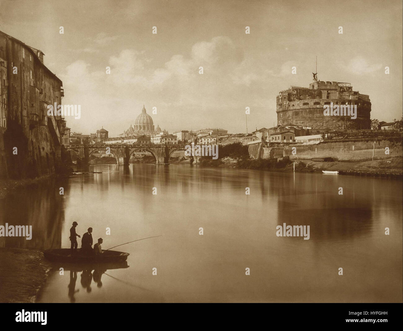 Attribuito a James Anderson (pseudonimo di Isacco Atkinson) Vista del Tevere, con Castel Sant'Angelo e Fisherman Google Art Project Foto Stock
