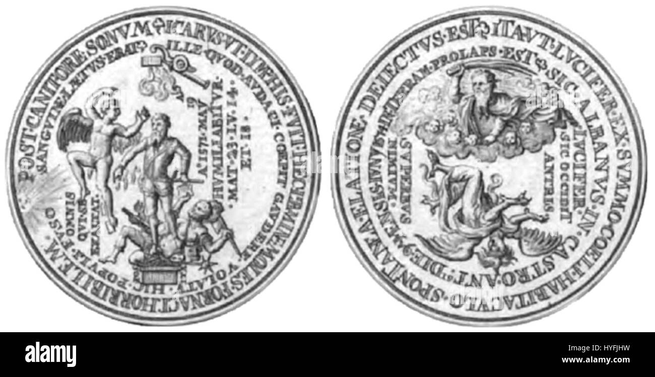 La Geuzenmedaille, creata nel 1574, era una medaglia commemorativa assegnata ai combattenti della resistenza olandese, noti come Geuzen, durante la guerra degli ottant'anni. La medaglia simboleggia la loro ribellione contro il dominio spagnolo nei Paesi Bassi. Foto Stock