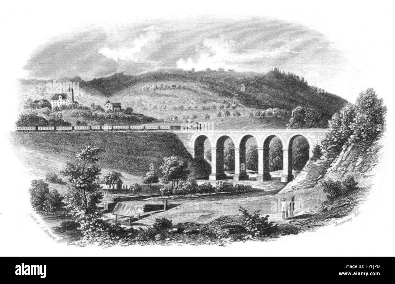 Il viadotto Goldach è un ponte ferroviario svizzero, facente parte delle Ferrovie federali Svizzere (FFS). Il viadotto si estende sul fiume Goldach, fornendo un collegamento chiave nella rete ferroviaria svizzera ed è noto per la sua impressionante ingegneria e la sua posizione panoramica. Foto Stock