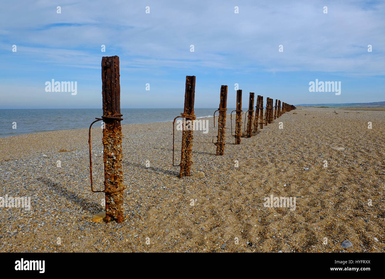Impossibile le difese del mare, cley, North Norfolk, Inghilterra Foto Stock