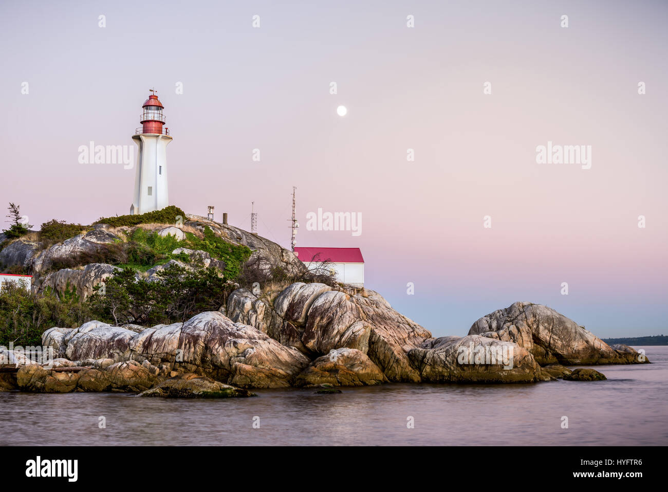 Punto Atkinson Lighthouse Park di West Vancouver, BC, Canada. Foto Stock