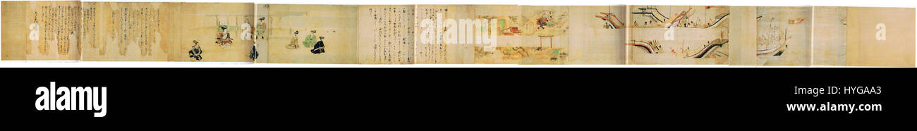 "Ekotoba" di Takezaki Suenaga (2, 34) è una narrazione illustrata giapponese, raffigurante scene delle invasioni mongole del Giappone. L'opera fornisce una cronaca visiva del ruolo dei samurai nella difesa e del loro valore in battaglia. Foto Stock