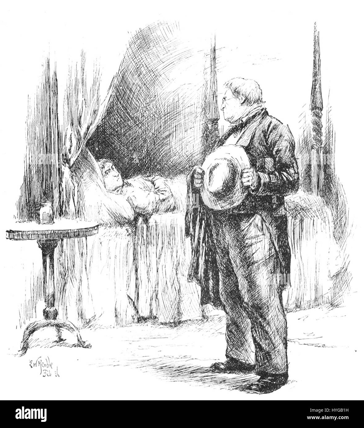 Questa illustrazione di E.W. Kemble, intitolata "i Got No Physic for Such Case", mostra lo stile umoristico e satirico di Kemble. Noto per il suo lavoro in vignette e illustrazioni politiche, Kemble fonde l'umorismo visivo con il commento sociale, offrendo una critica di questioni mediche o sociali attraverso una lente spiritosa. Foto Stock