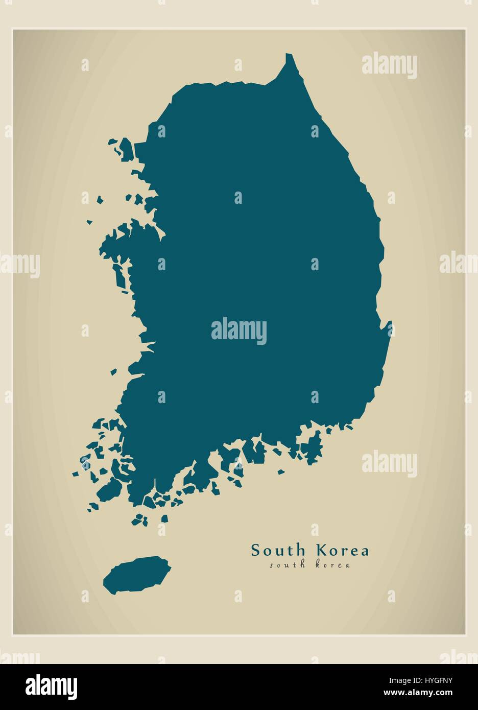 Mappa moderno - Corea del Sud KR Illustrazione Vettoriale