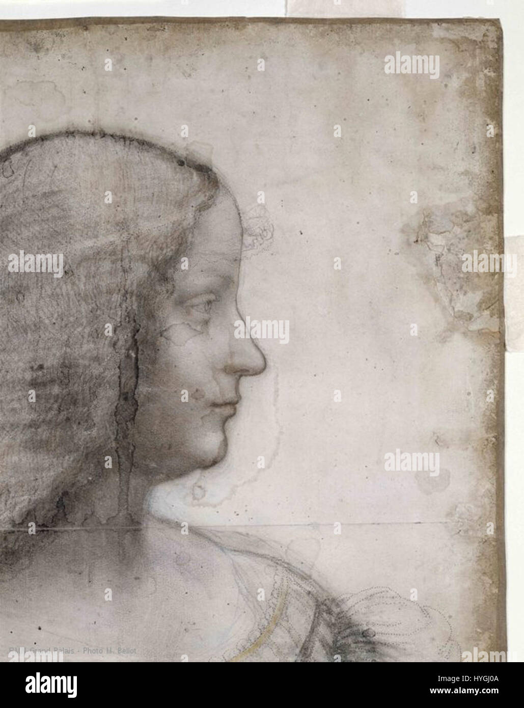 Leonardo di ser Piero da Vinci Ritratto d'Isabella d'Este Louvre MI 753 (spalla) Foto Stock