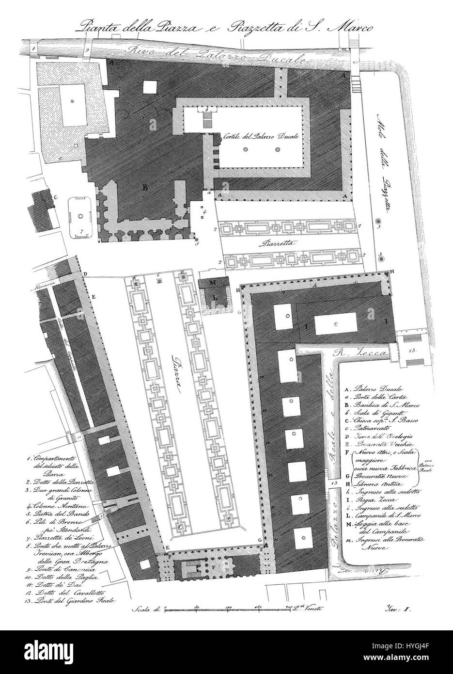Piazza San Marco di quadri Moretti è un dipinto dettagliato del 1831 che raffigura l'iconica piazza di Venezia. Conosciuta per la sua grandezza e il suo significato storico, l'opera d'arte mette in evidenza la bellezza architettonica della piazza e il suo ruolo di centro culturale e sociale a Venezia. Foto Stock