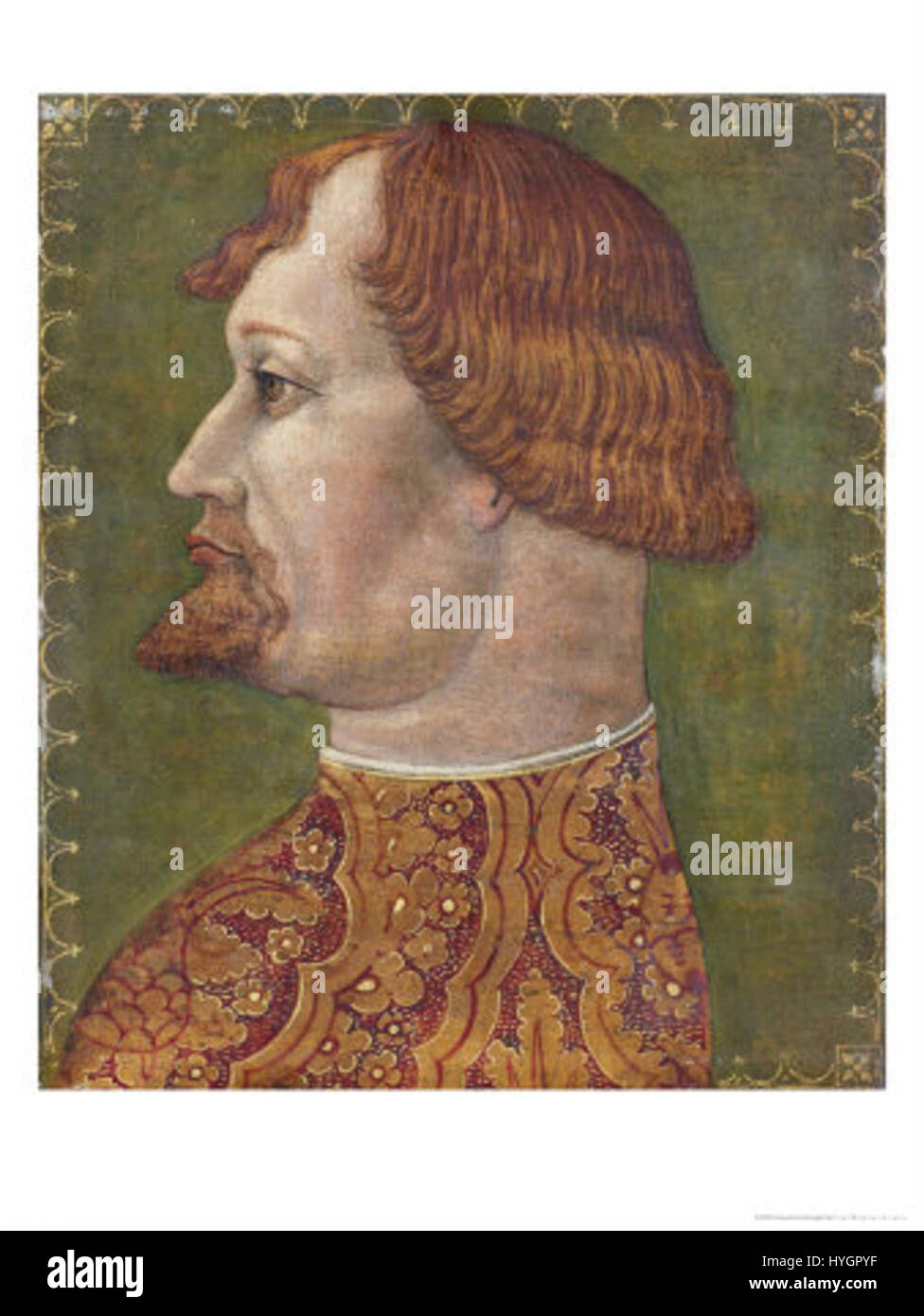 Questo pezzo, attribuito a Giovanni Ambrogio de Predis, può rappresentare una scena storica, forse associata alla famiglia Visconti, una potente dinastia regnante nell'Italia medievale. Foto Stock