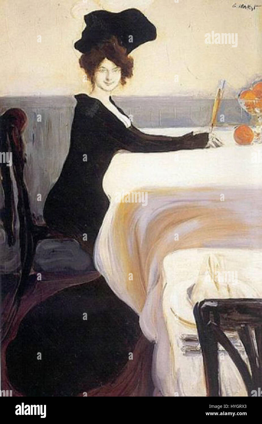 L'Uhzin di Bakst (1902) è un pezzo vibrante che riflette l'esplorazione dell'artista dei temi culturali dell'Europa orientale e della Russia. L'opera incorpora colori e motivi audaci, caratteristici dello stile teatrale e incentrato sul design di Bakst, che fonde elementi tradizionali e moderni. Foto Stock