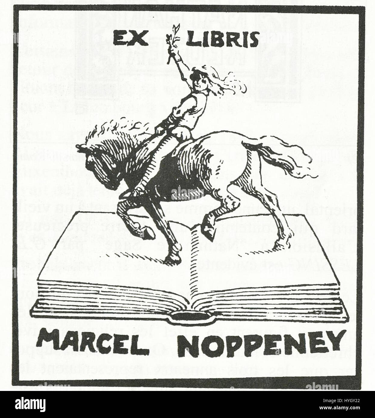 "Ex Libris Marcel Noppeney (2)" di Pierre Blanc è una libreria artistica, creata per Marcel Noppeney. L'opera mette in evidenza l'esperienza di Blanc nel design grafico e la sua capacità di creare librerie dettagliate e personalizzate. Foto Stock