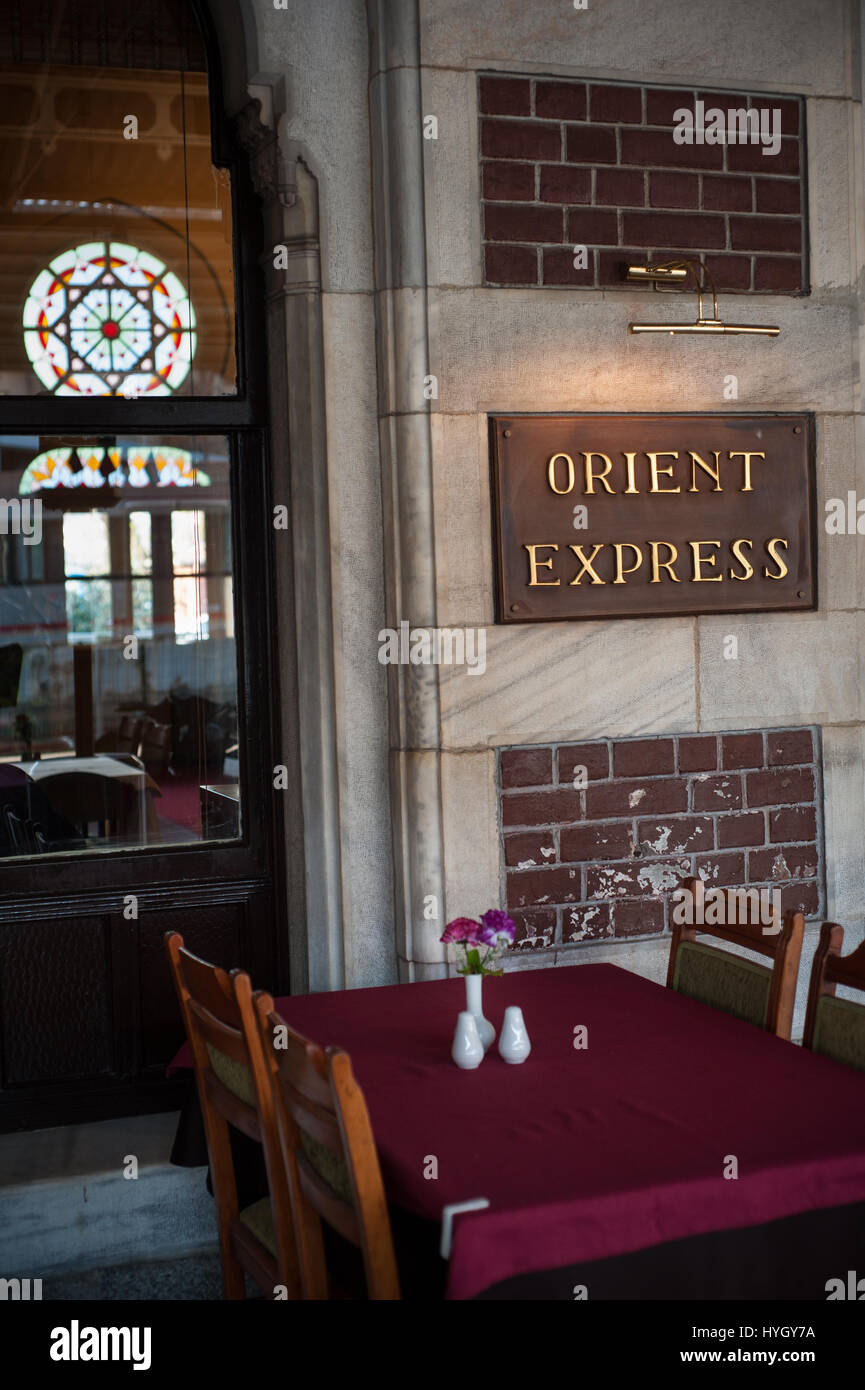 L'Orient Express Ristorante Sirkeci Gar, stazione ferroviaria, Istanbul, Turchia Foto Stock