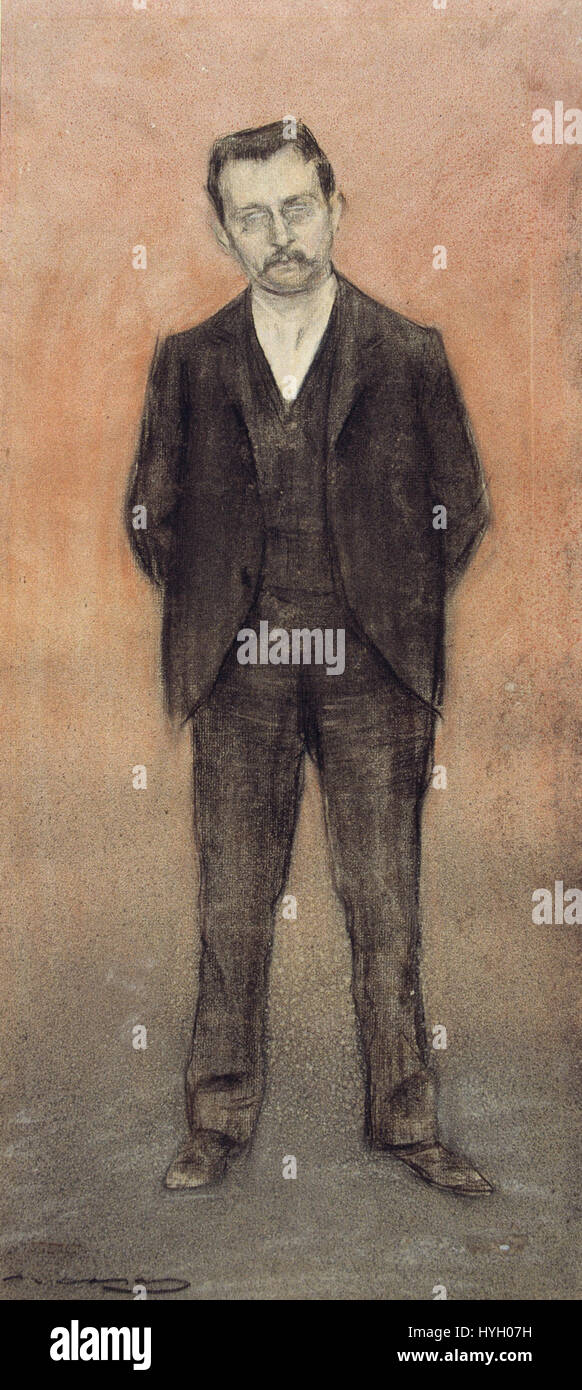 Il ritratto di Ramon Casas di Enric Prat de la Riba cattura la figura politica con eleganza, concentrandosi sulle sue caratteristiche con un approccio realistico ma stilistico. Questa opera è conservata nella collezione MNAC. Foto Stock