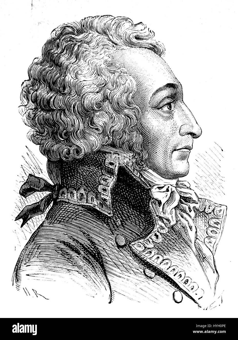 AduC 159 Beauharnais si riferisce a un ritratto o documento storico di Alexandre, Vicomte de Beauharnais (1760–1794), un nobile francese e primo marito di Josephine Bonaparte. La sua eredità è legata alla Rivoluzione francese e alla sua tragica esecuzione. Foto Stock