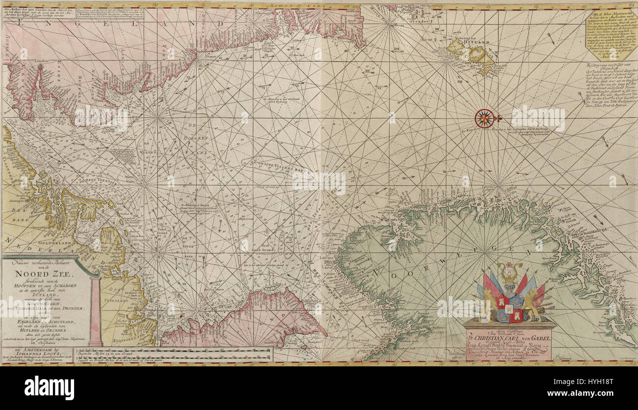 Nord Zee no nb krt 00847 si riferisce a una mappa o a una carta che rappresenta la regione del Mare del Nord. La mappa fornisce dettagli geografici sull'area, concentrandosi probabilmente sulle caratteristiche costiere, sulle rotte di navigazione e sui dati marittimi regionali. Foto Stock