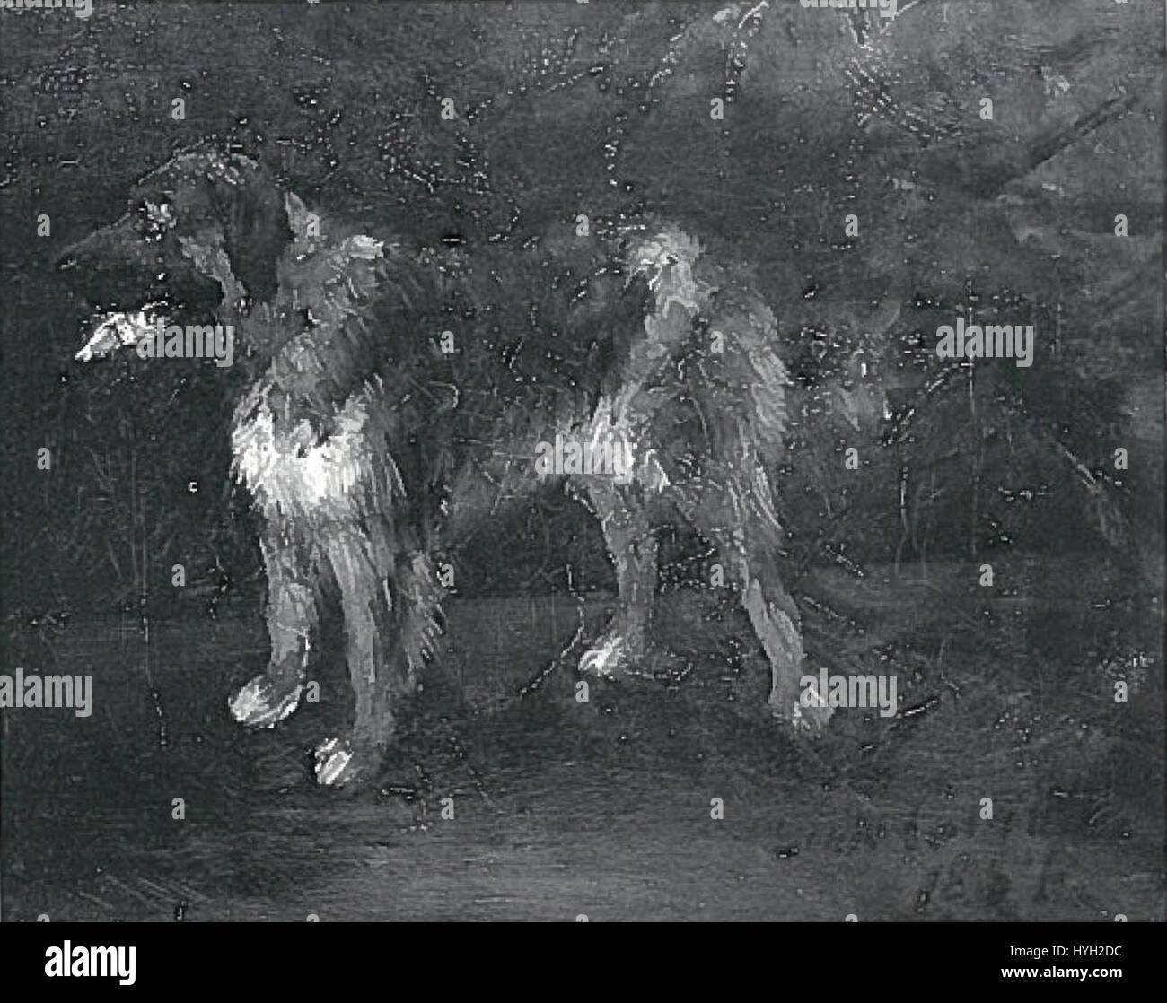 "Hundestudie 1884" di Lovis Corinth è uno studio di un cane in uno stile naturalistico, che riflette l'attenzione dell'artista sul realismo e gli studi sugli animali. Foto Stock