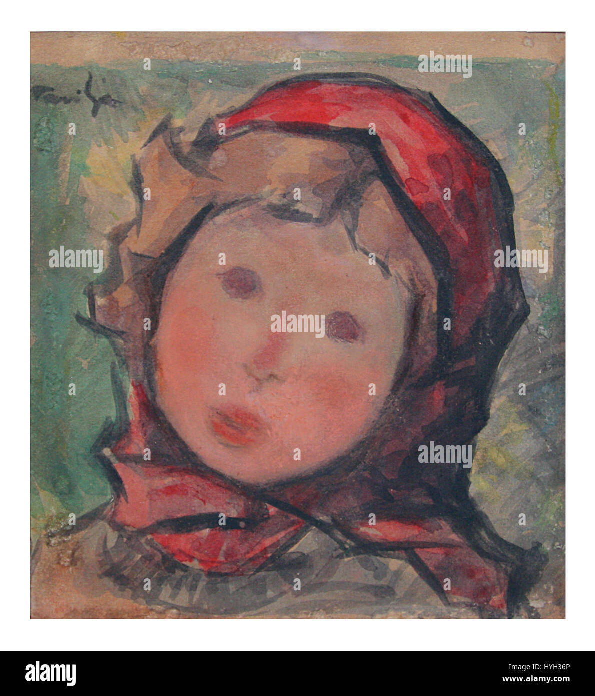 "Basmaua rosie" (la blusa rossa) di Nicolae Tonitza è un dipinto rumeno noto per la sua raffigurazione di una donna in abbigliamento tradizionale. Il lavoro di Tonitza spesso mette in luce gli aspetti culturali e sociali della vita rumena, catturando l’essenza del patrimonio rurale. Foto Stock