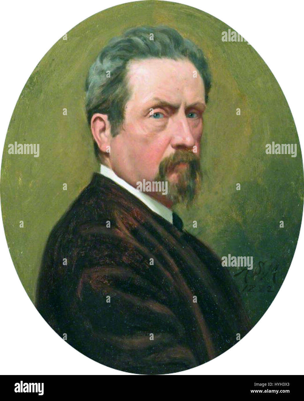 Questo autoritratto di Henry Stacy Marks illustra la maestria dell'artista nel ritrattismo realistico. Noto per i suoi dettagli raffinati e l'illuminazione spettacolare, Marks cattura con precisione il suo aspetto, mostrando la sua abilità nel rappresentare l'espressione e il carattere umani. Foto Stock