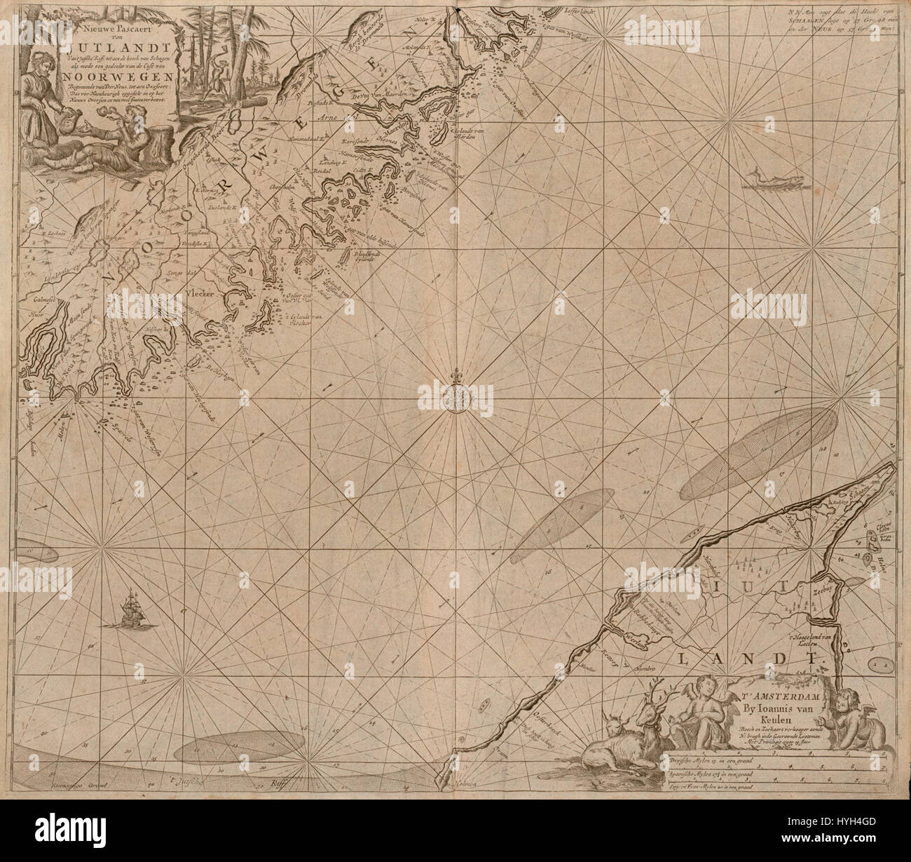 Questa mappa del XIX secolo di Jomfruland e Lindesnes in Norvegia offre una vista dettagliata delle aree costiere e delle caratteristiche geografiche della regione. La mappa riflette l'accuratezza cartografica e l'importanza della navigazione marittima durante il periodo. Foto Stock