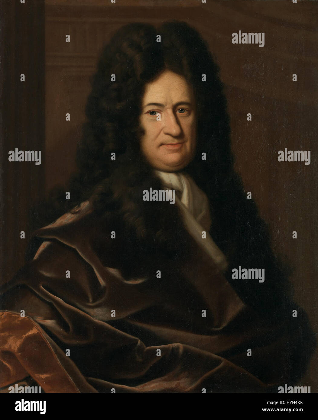 "Bildnis des Philosophen Leibniz" di Christoph Bernhard Francke è un ritratto del filosofo Gottfried Wilhelm Leibniz, dipinto intorno al 1695, che cattura la sua importanza intellettuale durante l'Illuminismo. Foto Stock