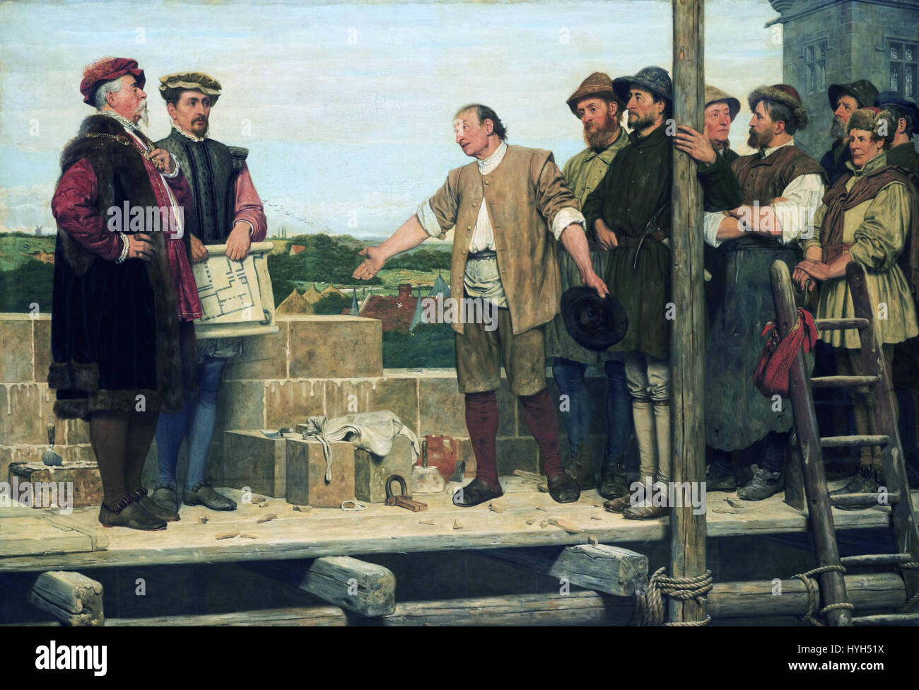 "Capital and Labour" di Henry Stacy Marks esplora il contrasto tra la classe operaia e i ricchi, raffigurando un potente messaggio sociale. Il dipinto riflette il commento dell'artista sul divario di classe nella società del XIX secolo. Foto Stock