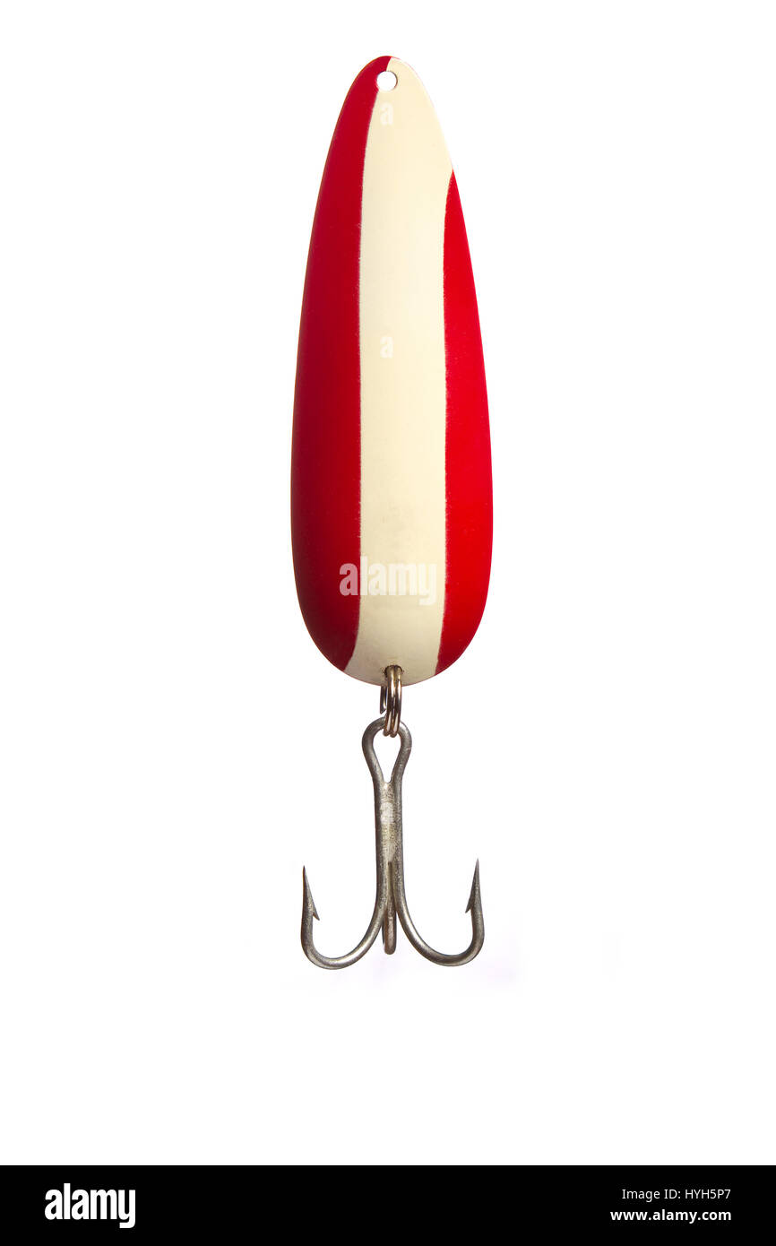 Il bianco e il rosso Esca artificiale Foto Stock