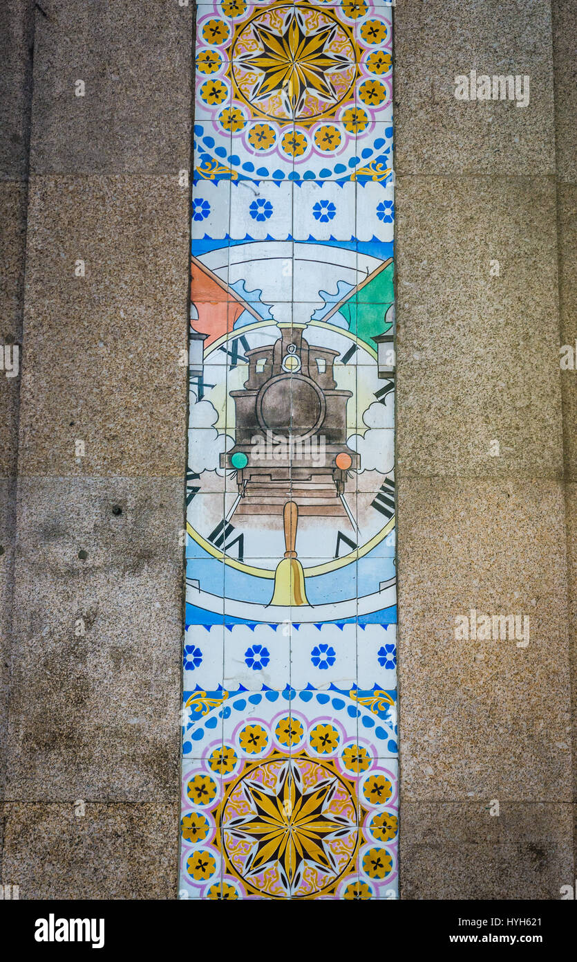 Dettagli di alla stazione ferroviaria di Sao Bento nella città di Porto sulla Penisola Iberica, la seconda più grande città in Portogallo Foto Stock