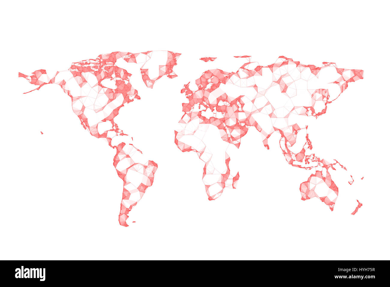 Poligono mappa Mondo isolato su sfondo bianco Foto Stock