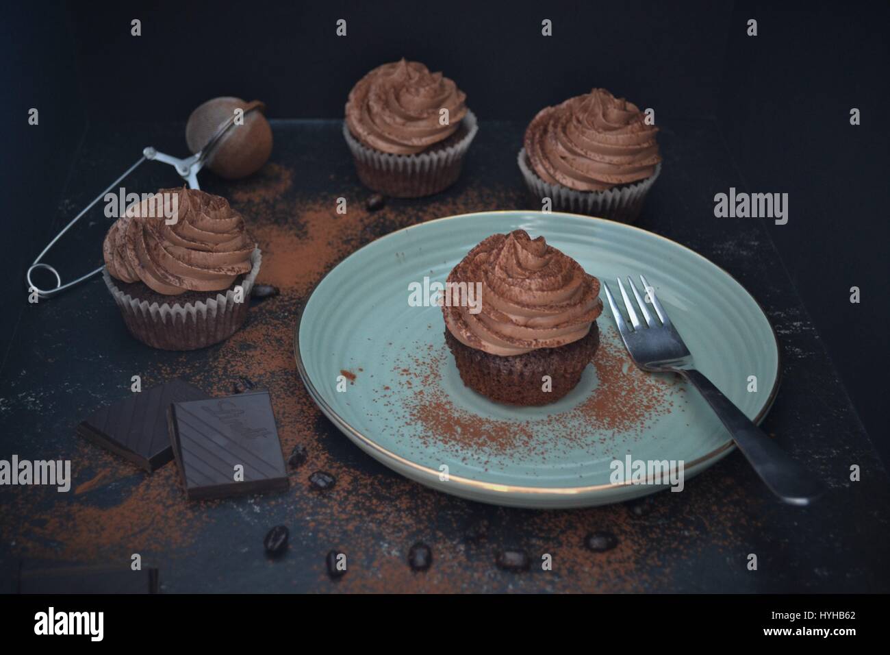 Caffè al Cioccolato Mocca Cupcake Foto Stock